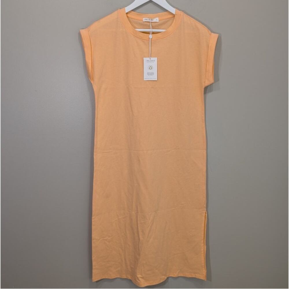 LA Relaxed Ragan TShirt Midi Dress Peach Travel Brunch Picnic Breezy - Size S